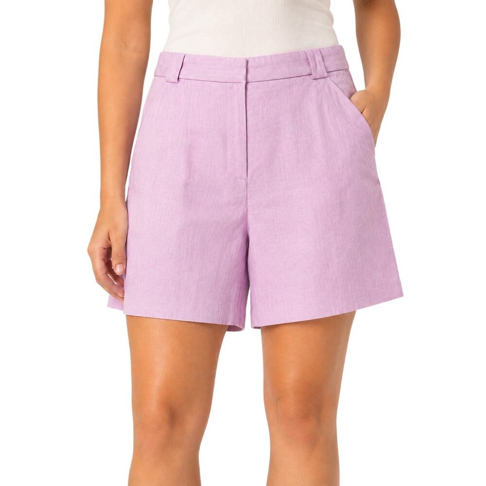 J Crew Pink Orchid Linen Shorts Women 10 Herringbone Bermuda Trouser 7.5" Preppy